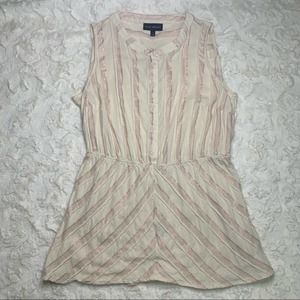 LANE BRYANT beige with rose gold/pink shiny stripes sleeveless dress size 14